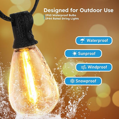 LED Outdoor String Lights, 150FT Waterproof Patio Lights with 47 Shatterproof S11 Plastic Bulbs, 2700K Warm White Edison Hanging Lights for Backyard, Garden, Porch, Bistro