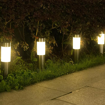 8 Pack Solar Pathway Lights Outdoor, Solar Walkway Lights with Polished Stainless Steel Layer, IP45 Waterproof Outdoor Solar Lights for Garden Yard Landscape Driveway Patio Deco
