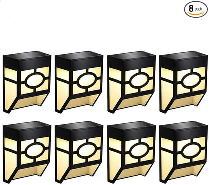 Greluna Solar Wall Lights Outdoor, 2 Modes Solar Led Waterproof Lighting for Deck, Fence, Patio, Front Door, Stair, Landscape, Yard and Driveway Path,Warm White/Color Changing,Pack of 8