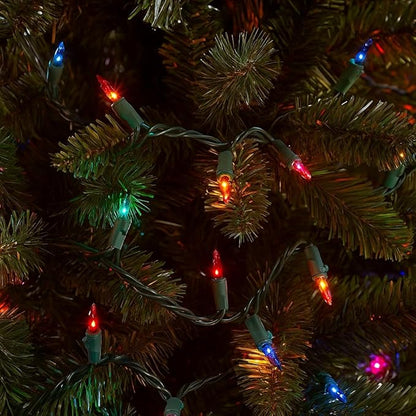 Novelty Lights 50 Feet 100 Bulbs Traditional Incandescent Mini Lights, Multicolor on Green Wire with 6" Spacing, Commercial Grade and UL Listed for Indoor/Outdoor Use, End-to-End Connectable