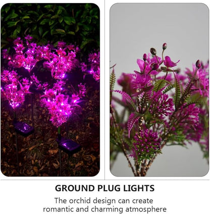 2 Pcs Solar Garden Lights Outdoor Decorative Butterfly Orchid Stake Lamps Waterproof LED Lawn Path Lighting for Patio and Yard