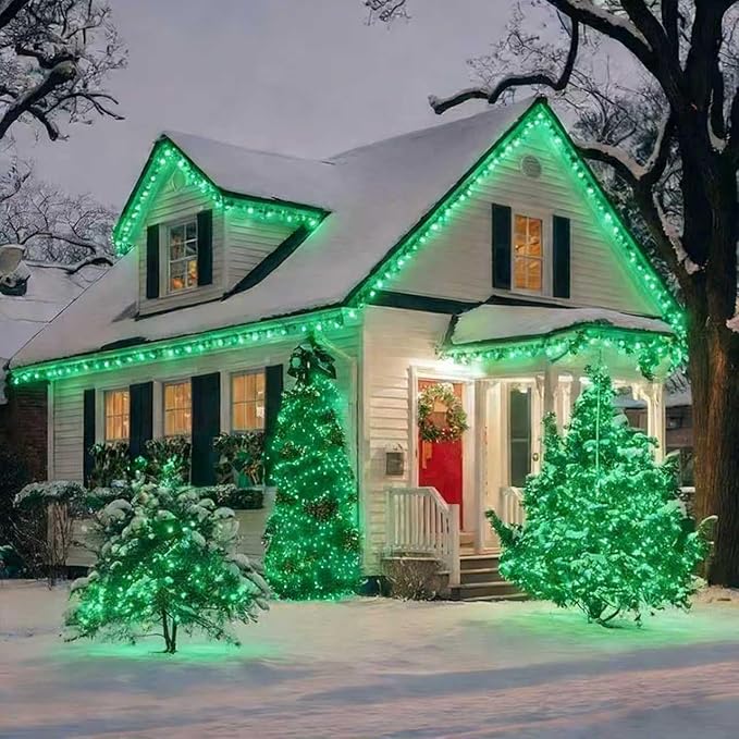 LAMPHOME St. Patrick's Day Mini String Lights, Super-Bright Extendable Green Christmas Lights Decoration 100Lights 19.6ft UL Certified Mini Bulb String Lights Set for Outdoor Christmas Tree Decor