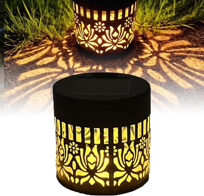 Solar Mandala Lights Outdoor Decorative - Waterproof Metal Mandala Solar Wall Lights, Artistic Fence & Step Lights for Garden, Patio, Backyard, Yard & Outdoor Home (1, Lotus-Warm Light)