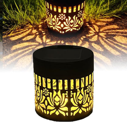 Solar Mandala Lights Outdoor Decorative - Waterproof Metal Mandala Solar Wall Lights, Artistic Fence & Step Lights for Garden, Patio, Backyard, Yard & Outdoor Home (1, Lotus-Warm Light)