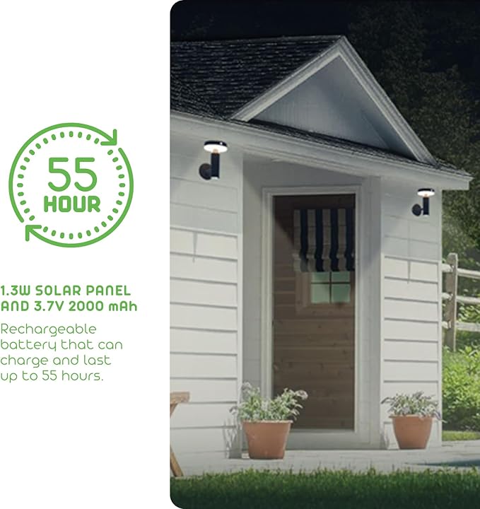 Round Solar Wall Lights - Solar Powered Wall Lamps - LED Lights - PIR Sensor & Two Lighting Modes - Rechargeable | Lumora