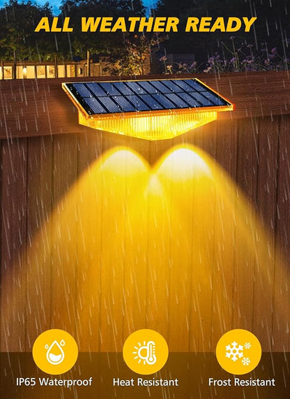 Solar Fence Lights Outdoor - 3000K/4000K/6000K 3 Color Modes, IP65 Waterproof Fence Lights Solar Powered Outdoor, Solar Powered Wall Light for Outside Porch Step Wall Stair Patio Yard (12 Pack)