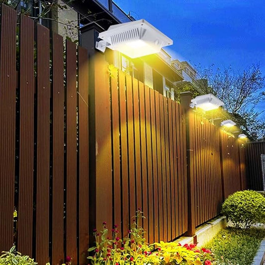 Gutter Lights,40 LED Solar Patio Decor Lights, Deck Lights Outdoor Waterproof Fence Lights for Wall Backyard Porch, Patio, Pool,Step Stairs, Yard, Garden, Pathway (6Pack_White,Warm White Light)