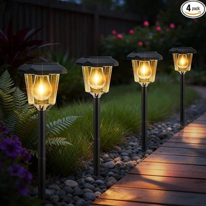 4Pack Solar Outdoor Lights, Solar Landscape Lighting Waterproof Garden Lighting for Path, Yard, Walkway, Driveway Decor