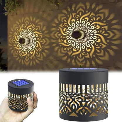 Decorative Solar Mandala Lights, Solar Mandala Lights Outdoor, Metal Solar Powered Outdoor Deck Step Wall Lights, Mandala Theme Waterproof Fence Light for Garden Post Patio Backyard Yard (1 Pc)