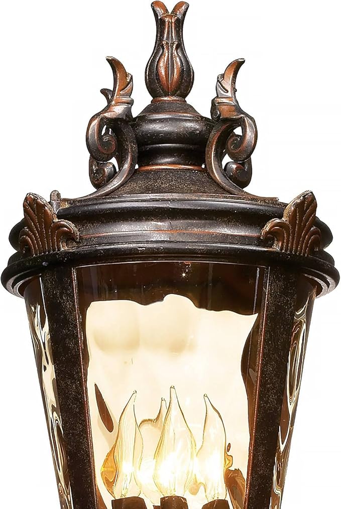 John Timberland Marseille Traditional Outdoor Post Light with Flat Base Pole Veranda Bronze 99 3/4" Champagne | Lumora