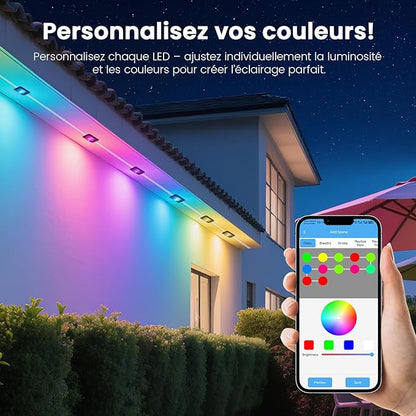 Permanent Christmas Lights Outdoor Women's Day Lights, DIY App & Bluetooth Music, Waterproof Ip65, 200 Ft Permanent Outdoor Lights for Soffit Fence Garage Landscape Patio.