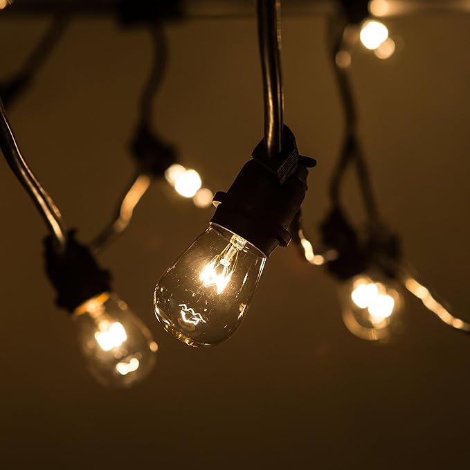 Hometown Evolution, Inc. 100 Foot Commercial Grade Outdoor String Lights (100 Foot 50 Socket, S14 11 Watt Clear | Lumora