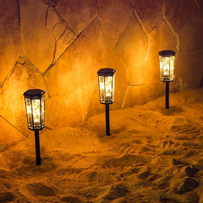 Outdoor Solar Pathway Lights - Waterproof Warm LED Garden Lamps | IP65 Rated Landscape Lighting for Patio, Yard, Walkway, Driveway, Backyard, Path Decor, Energy-Saving Night Illumination
