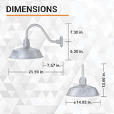 14in. Galvanized Finish Outdoor Gooseneck Barn Light Fixture with 14.5 in. Long Extension Arm - Wall Sconce | Lumora