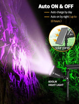 Solar Spot Lights Outdoor, 9 Color Modes, 18 LED Spotlight, 600LM Landscape Lights, Solar Powered for Garden, Yard | Lumora