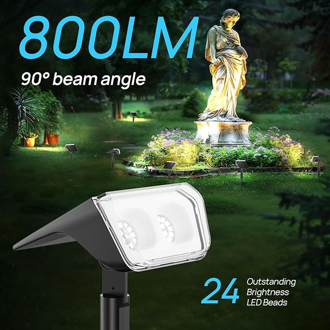 Consciot Solar Spot Lights Outdoor Waterproof, 24 LED Dusk-to-Dawn Solar Outdoor Lights, 2 in 1 Adjustable Wall | Lumora