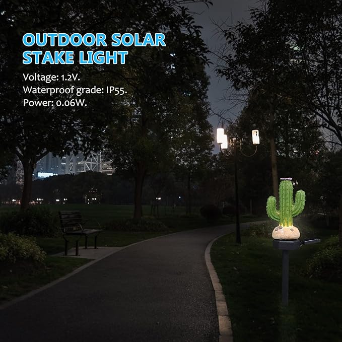 DOITOOL Cactus Solar Stake Light for Yard Solar Garden Decor Outdoor Landscape Lighting for Patio