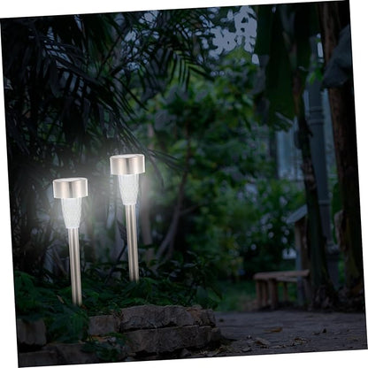 12pcs Solar Outdoor Pathway Lights Stainless Steel Solar Garden Lights with Bright White LED for Patio Walkway Lawn Stake Lighting
