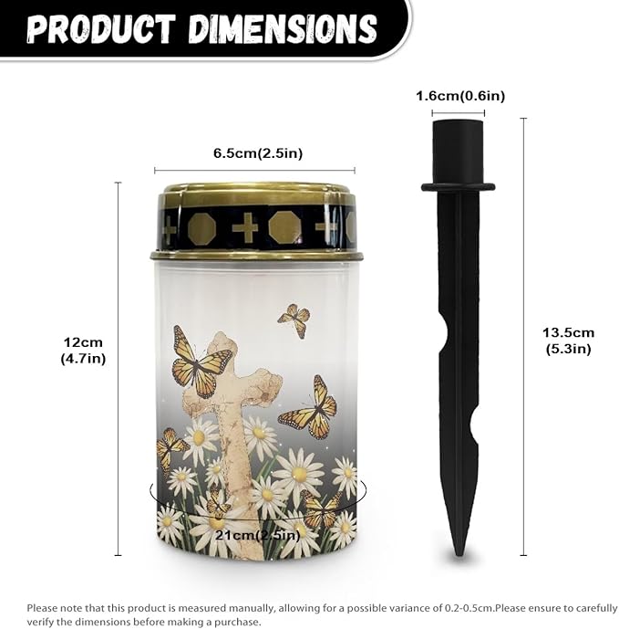 Butterfly Cemetery Solar Lights for Grave Cross Religious Solar Lights Outdoor Waterproof for Graves in Cemetery with Floral Landscape Path Lights Solar LED