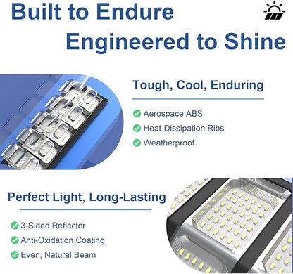 Solar Street Light Outdoor, Motion Sensor Solar Powered Lights, Dusk to Dawn Flood Lights with Remote Control, Waterproof Security Lighting for Yard Driveway Pathway Parking Lot Patio Porch