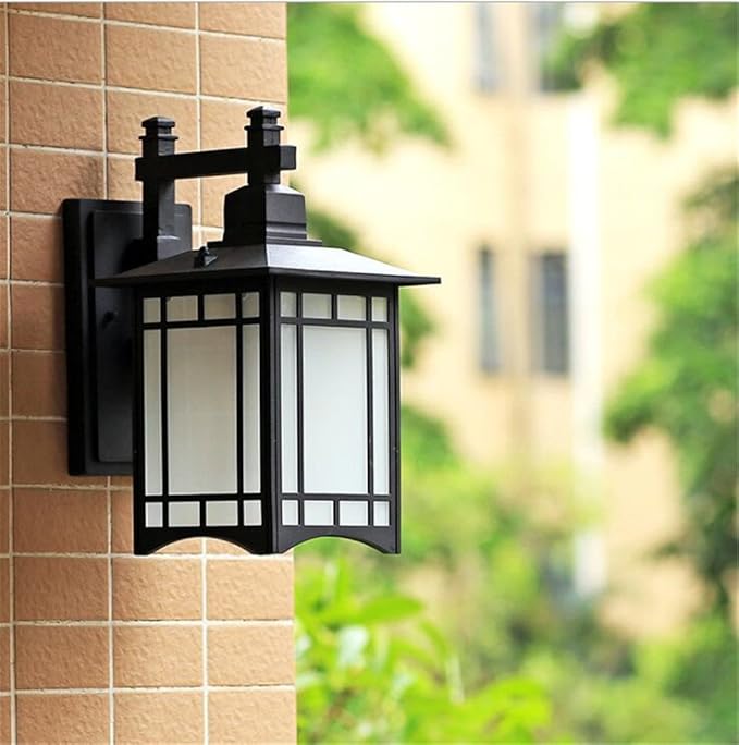 ATC® Outdoor Wall Sconce Single-Light Aluminum Material Wall Lantern with Frosted Glass Panels Waterproof Square Wall Lamp for Porch Deck Patio Balcony