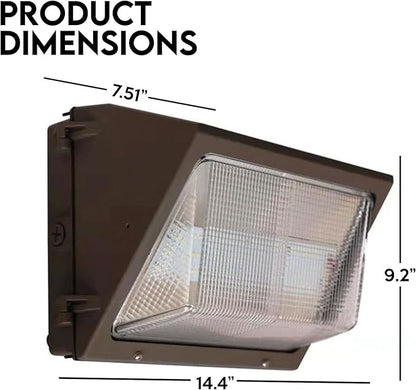 WareLight LED Wall Pack, Outdoor Security Lights - Energy Efficient, 50,000 Hour Lifespan, 75 watt, 10,200 Lumens, Matte Bronze