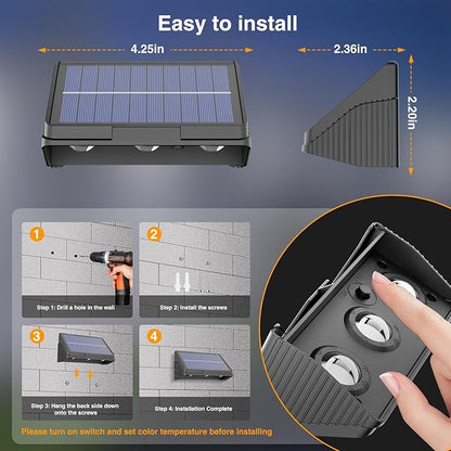 Onforu Solar Fence Lights,8 Pack Solar Lights Outdoor,3 Modes (Warm/Neutral/Cool White) for Outside,Dusk to Dawn Outdoor Lighting,IP65 Waterproof Deck Lighting for Patio,Step,Backyard,Railing,Wall
