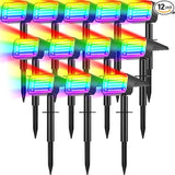 Solar Color Changing Spot Lights Outdoor Waterproof IP65, [12 Pack/32 LED/7 Modes] 2-in-1 Landscape Spotlights | Lumora