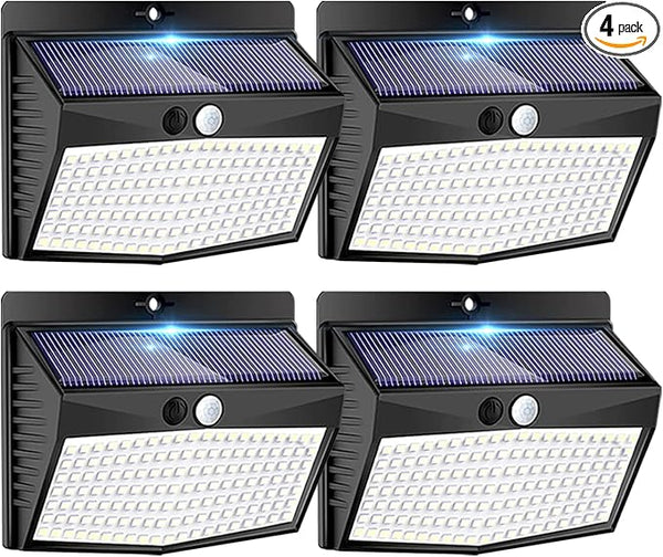 Solar Outdoor Lights, [138 LED/4 Packs] Solar Motion Sensor Security Lights with 3 Lighting Modes Solar Wall Lights | Lumora