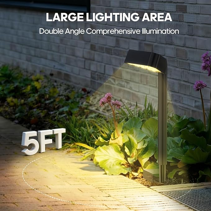 Solar Pathway Lights Outdoor, 8 Pack, 15 LED Brighter Solar Path Lights Waterproof with Upgraded Solar Panel, Up to 12Hrs Modern Landscape Lights for Backyard Garden Walkway Driveway Patio Lawn Decor
