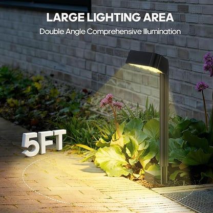 Solar Pathway Lights Outdoor, 8 Pack, 15 LED Brighter Solar Path Lights Waterproof with Upgraded Solar Panel, Up to 12Hrs Modern Landscape Lights for Backyard Garden Walkway Driveway Patio Lawn Decor