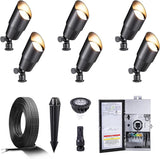 Gardenreet Black Brass Low Voltage Landscape Spotlights(6-Pack) Kit 12V LED with Low Voltage Transformer 150W & | Lumora