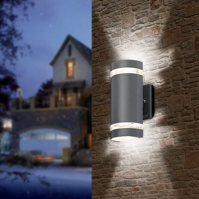 LED 2 Pack Semi Cylinder Up and Down Lights Outdoor Wall Light,Body in Aluminum Waterproof Outdoor Wall Lamps,3000k | Lumora