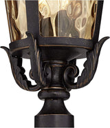 John Timberland Casa Marseille European Outdoor Post Light Fixture Bronze Scroll 28" Hammered Glass for Exterior | Lumora