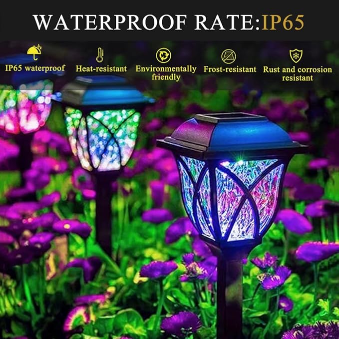 Solar Pathway Lights Outdoor, 6 Pack, RGB Color Changing, IP65 Waterproof & Weather Resistant, Garden Lights for Yard, Patio, Walkway, Landscape