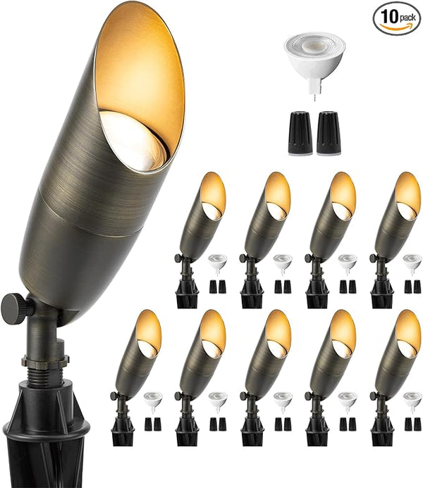 Gardenreet Spotlight Low Voltage LED - 12V Outdoor Ground Spot Light Fixture, Weather Proof Brass Landscape Lights | Lumora