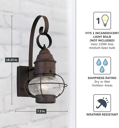 Designers Fountain 1761-RT Nantucket Wall Lanterns, Rustique, Rustic, 18.25in H