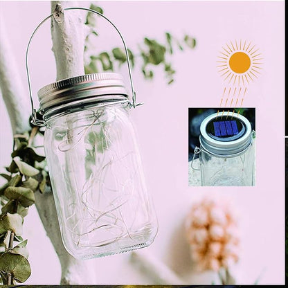 CANDLE CHOICE Solar Powered Mason Jar Lights Outdoor Waterproof 30 Mini Warm White LED Fairy Starry Firefly Lanterns Garden Table Patio Backyard Tree Lawn Porch Wedding Christmas Decorations 6 Pack