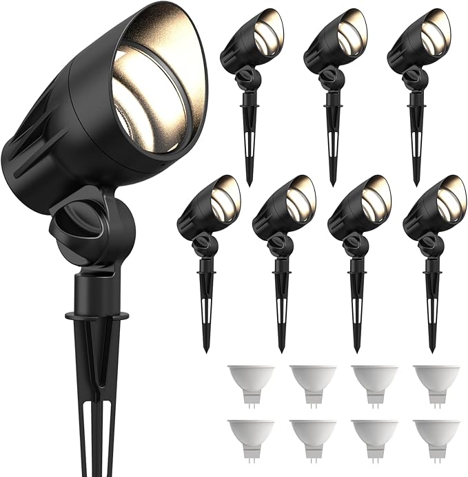 GOODSMANN Low Voltage Spotlights Landscape Lighting 5W LED 8PK Outdoor Floodlights 2700K Warm White Replaceable LED | Lumora