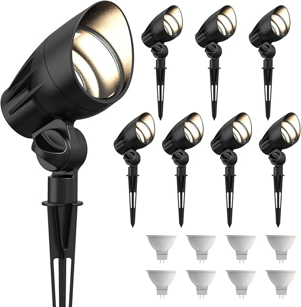 GOODSMANN Low Voltage Spotlights Landscape Lighting 5W LED 8PK Outdoor Floodlights 2700K Warm White Replaceable LED | Lumora