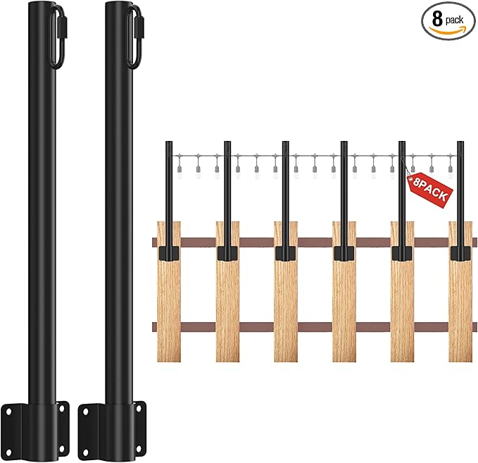 Suchtale Wall Mounted String Light Pole, Fence Extender with Clip and Bracket,Outdoor String Lights Hangers, Wall | Lumora