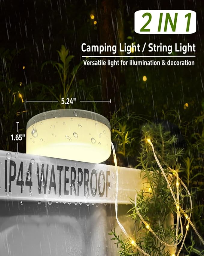 Solar Camping String Lights, 39.4 FT Fairy String Light, 4 in 1 Portable Waterproof Camp Lamp with 8 Lighting | Lumora