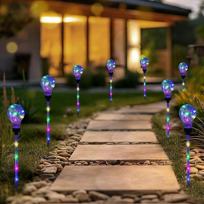 Solar Lights Outdoor Garden Decorative Waterproof 6 Pack Bulb Lights Outside Solar Pathway Lights for Garden Home Christmas Landscape Path Yard Lawn Driveway Flowerbed Decor - Multicolor