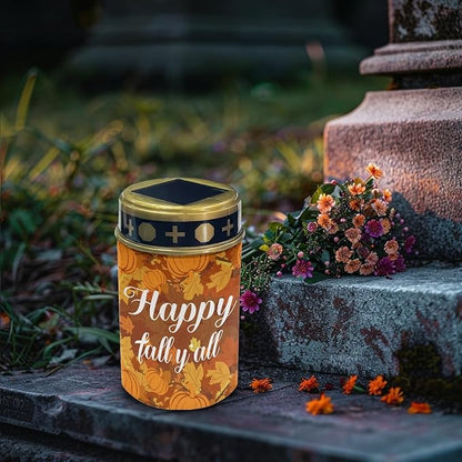 Happy Fall Yard Solar Walkway Lights for Outdoor Pathway Lights Solar Powered Lantern Solar Stake Lights Waterproof Halloween Lights Solar Garden Lights Decor for Yard Patio