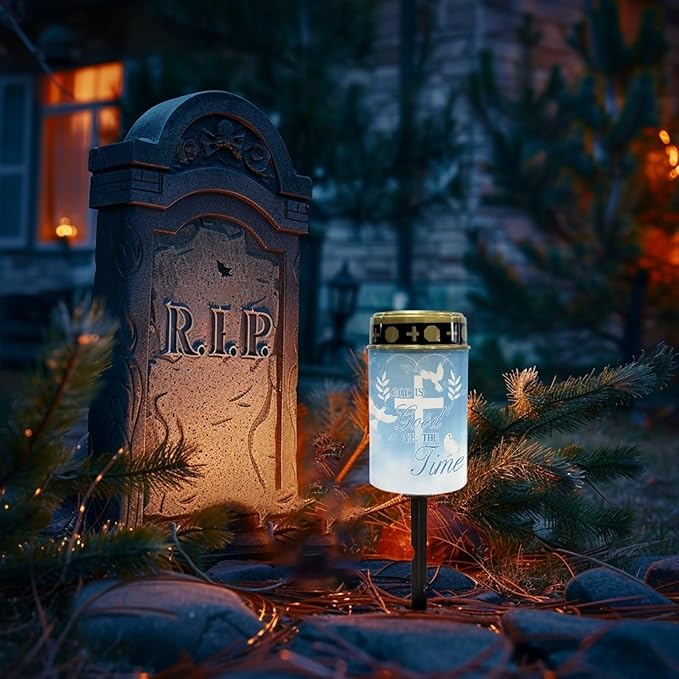 Solar Stake Lights Multipurpose Memorial Cemetery Decorations Solar Powered Lights Landscape Lights Solar Walkway Lights for Outside Patio Yard Pathway - Cross Letter Pigeon