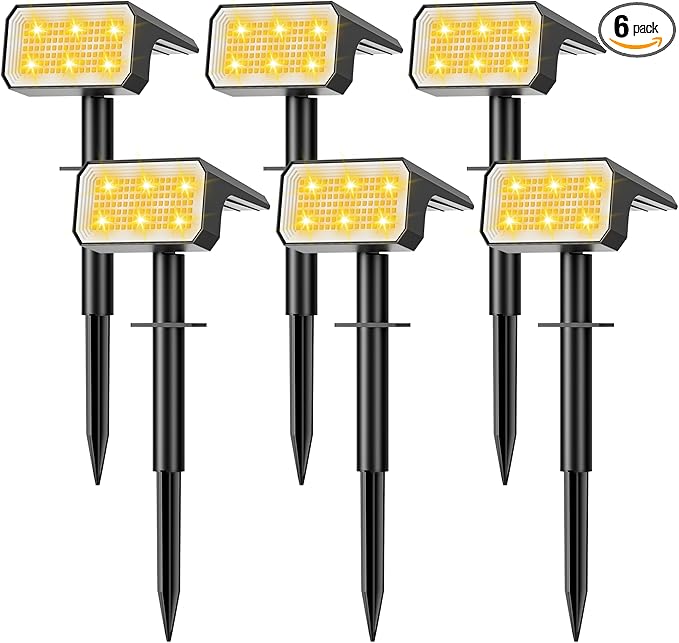 Solar Spot Lights Outdoor, [6 pack/118 LED] 4 Modes Auto On/Off Solar Landscape Spotlights, Ip67 Waterproof Solor | Lumora