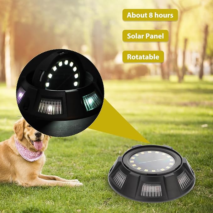 4pcs In-ground Solar Pathway Lights Outdoor Yard Walkway Lighting with 16 White LEDs and Rotatable Side Glow | Lumora