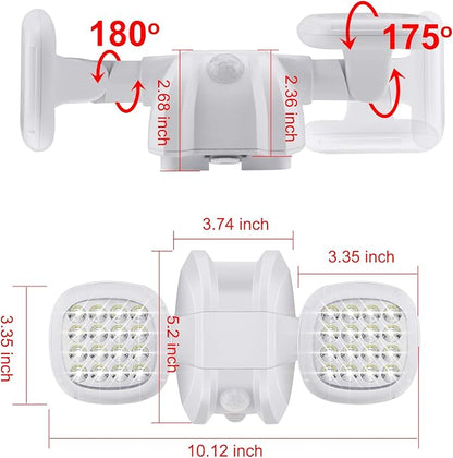 HONWELL Motion Sensor Light Outdoor Battery Powered Outside Security Flood Light Cordless IP65 Waterproof 32 LED Dual Head Spotlights, Motion Detector Lights for House Garage Porch Garden Shed