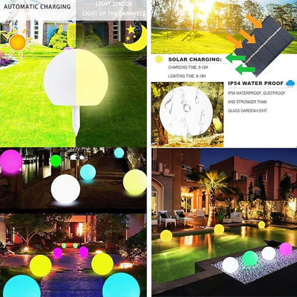 8 inch Solar Glowing Globe Light, 16 Colors Changing Solar Garden Ball Light, Auto-On/Off LED Glow Ball W/Remote, Waterproof Landscape Lighting Globe W/Ground Stake for Yard Patio Lawn Christmas Decor