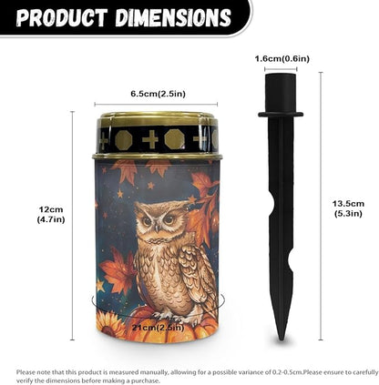 Autumn Fall Owl Solar Garden Lights Outdoor Waterproof Thanksgiving Decor Set of 6,Solar Stake Lights for Yard Patio Driveway Lights Outdoor Landscape Lighting